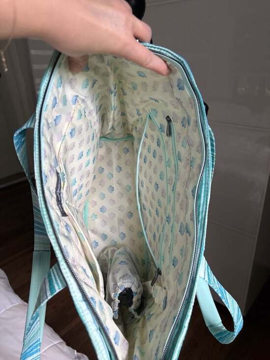 Lug Skyliner Medium Quilted Tote with Trolley Sleeve in Marina Stripes - Picture 5 of 11